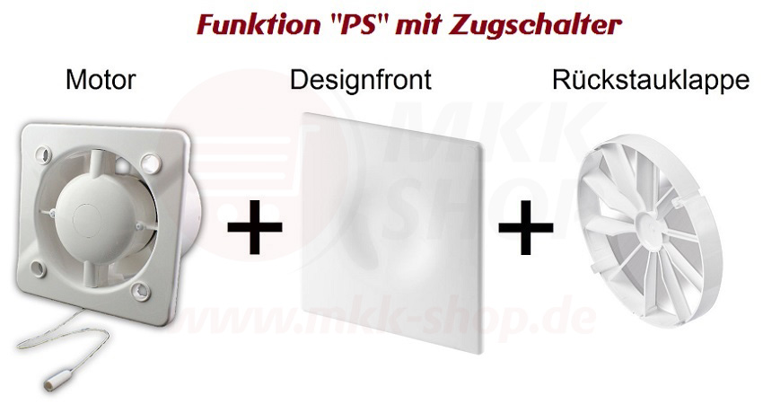 Decken-Wand-Ventilator Ø 100 125 WEIß Design Küche-Bad-WC-Lüfter